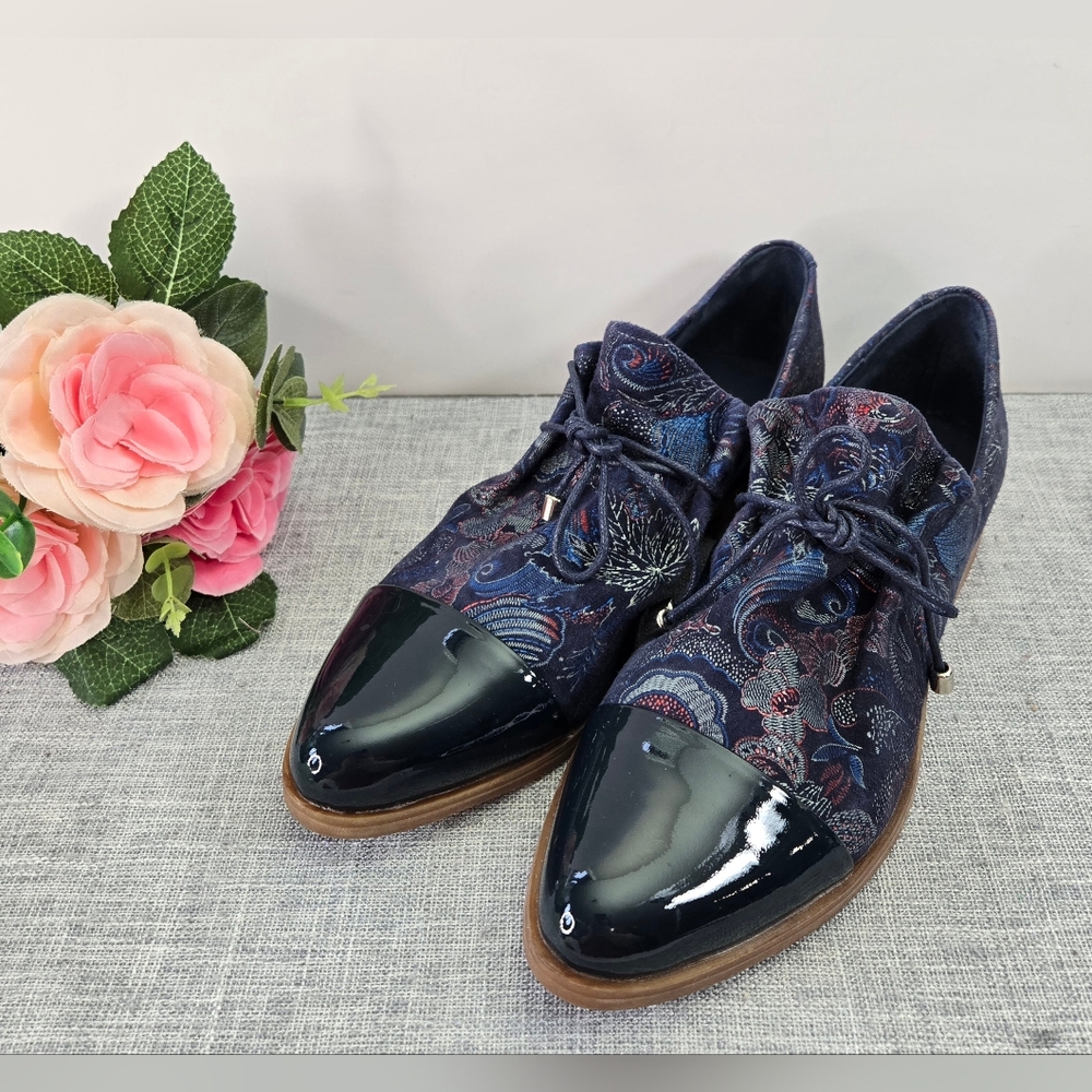 Django & Juliette Kotty Toe Cap‎ Shoe Loafers Navy Regal Print